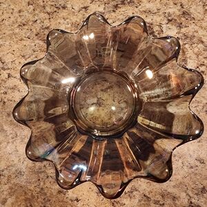 Federal Glass Celestial Iridescent Smoke Color 6in Dish